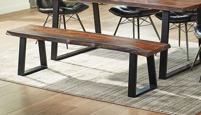 Ditman Live Edge Wood Dining Bench Grey Sheesham