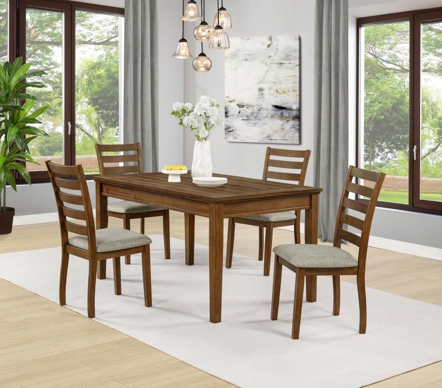 Atwood 5-piece Rectangular Wood Dining Set Warm Brown