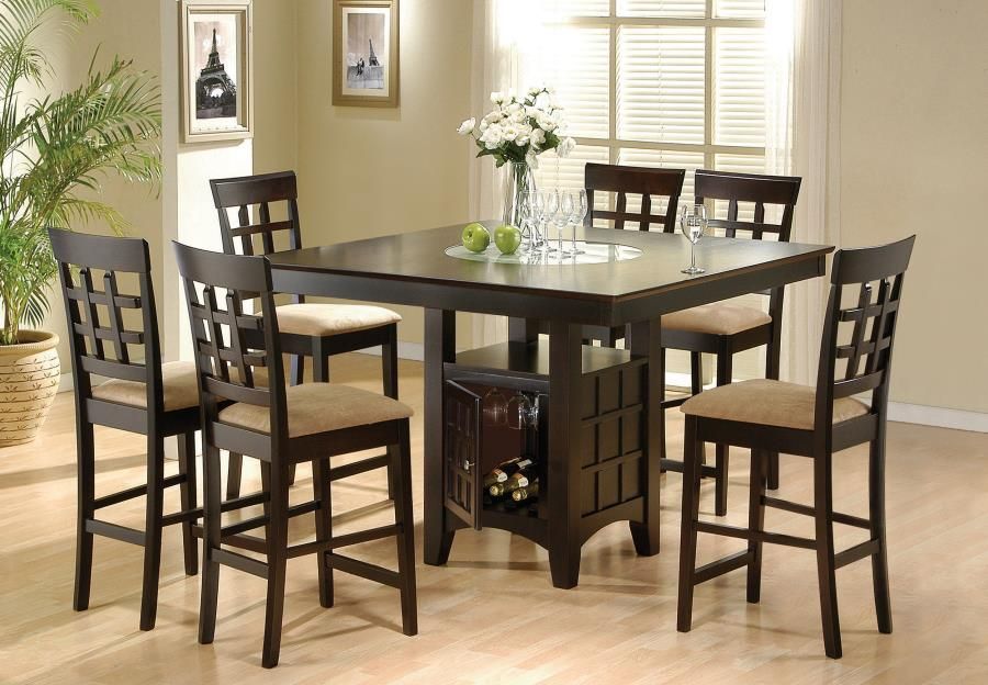 Gabriel 7-Piece Lattice-Back Counter Height Dining Set Cappuccino