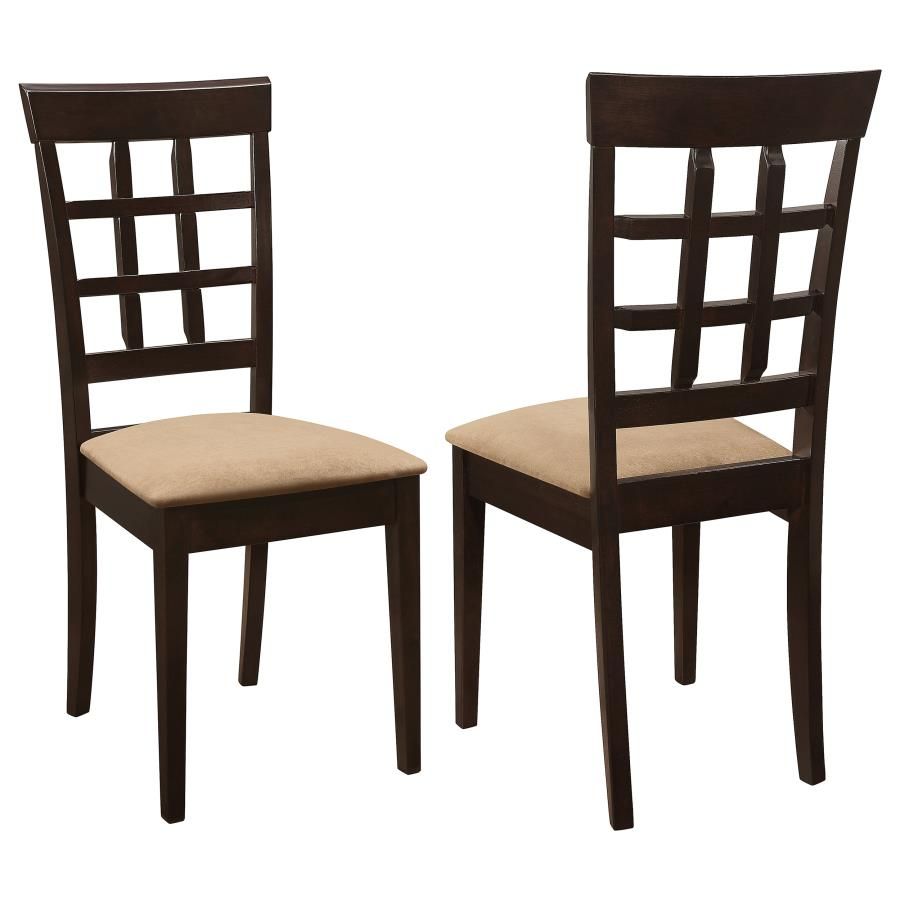 Gabriel Lattice-Back Upholstered Dining Side Chair Cappuccino (Set of 2)