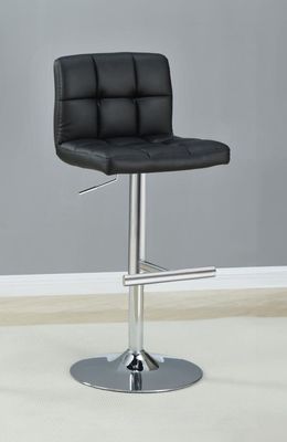 Lenny Tufted Adjustable Leatherette Bar Stool Black (Set of 2)