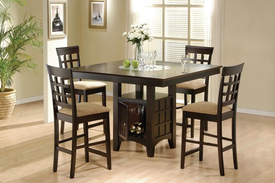 Gabriel 5-Piece Lattice-Back Counter Height Dining Set Cappuccino