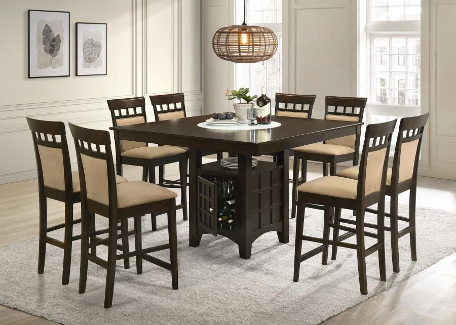 Gabriel 9-Piece Upholstered-Back Counter Height Dining Set Cappuccino