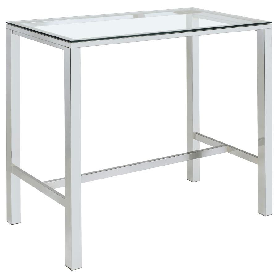 Tolbert 47-inch Rectangular Tempered Glass Top Bar Table Chrome