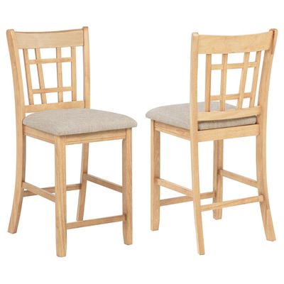 Lavon Wood Counter Height Dining Chair Linen and Light Oak (Set of 2)