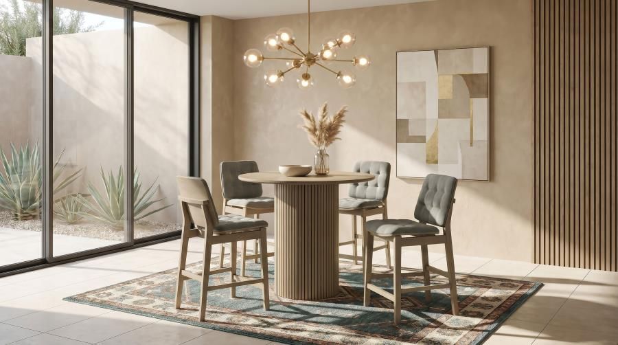 Hamlyn 5-piece Round Wood Counter Height Dining Set Grey and Natural Oak