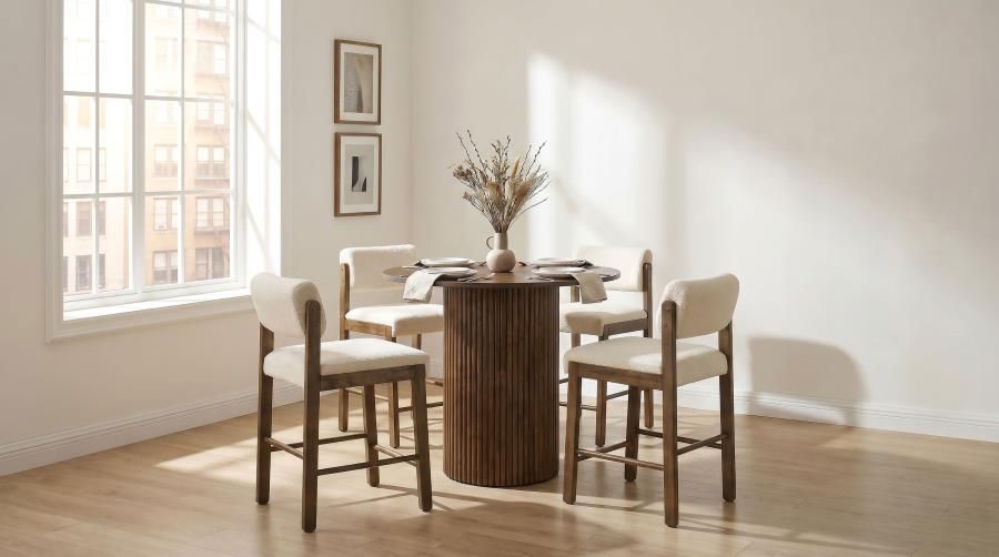 Hamlyn 5-piece Round Wood Counter Height Dining Set Cream and Walnut