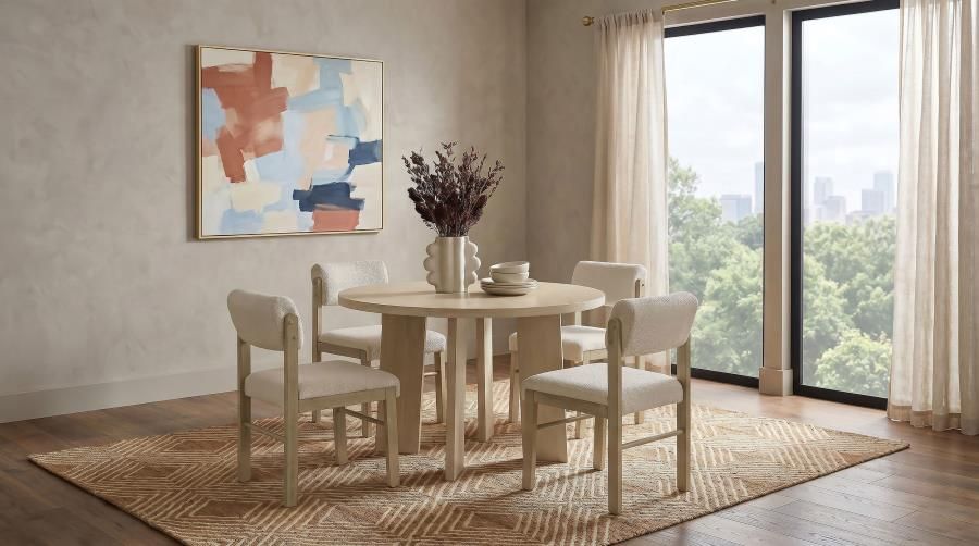Strouse 5-piece Dining Set Cream and Natural Oak