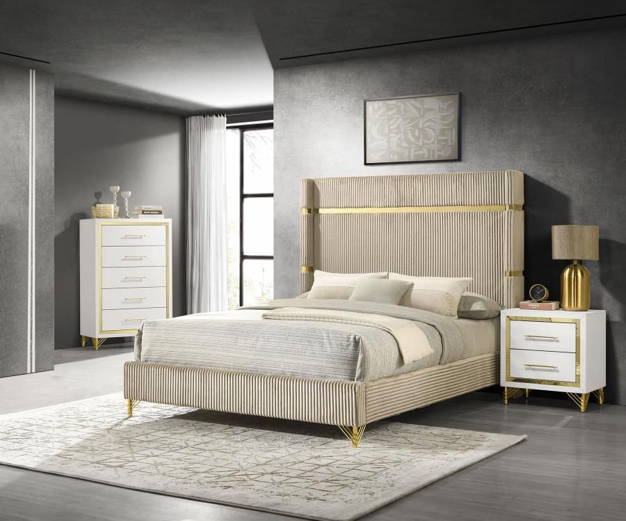 Lucia 3-piece Queen Bedroom Set Beige and White