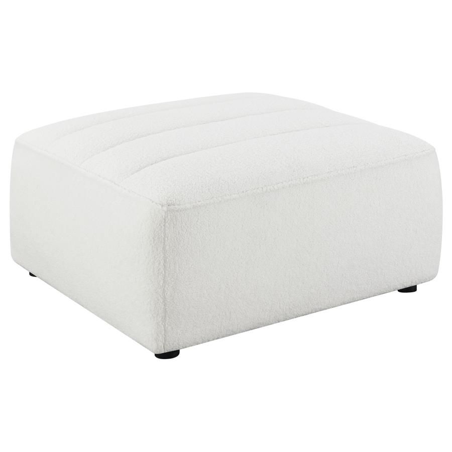 Sunny Square Upholstered Ottoman Ivory Sherpa