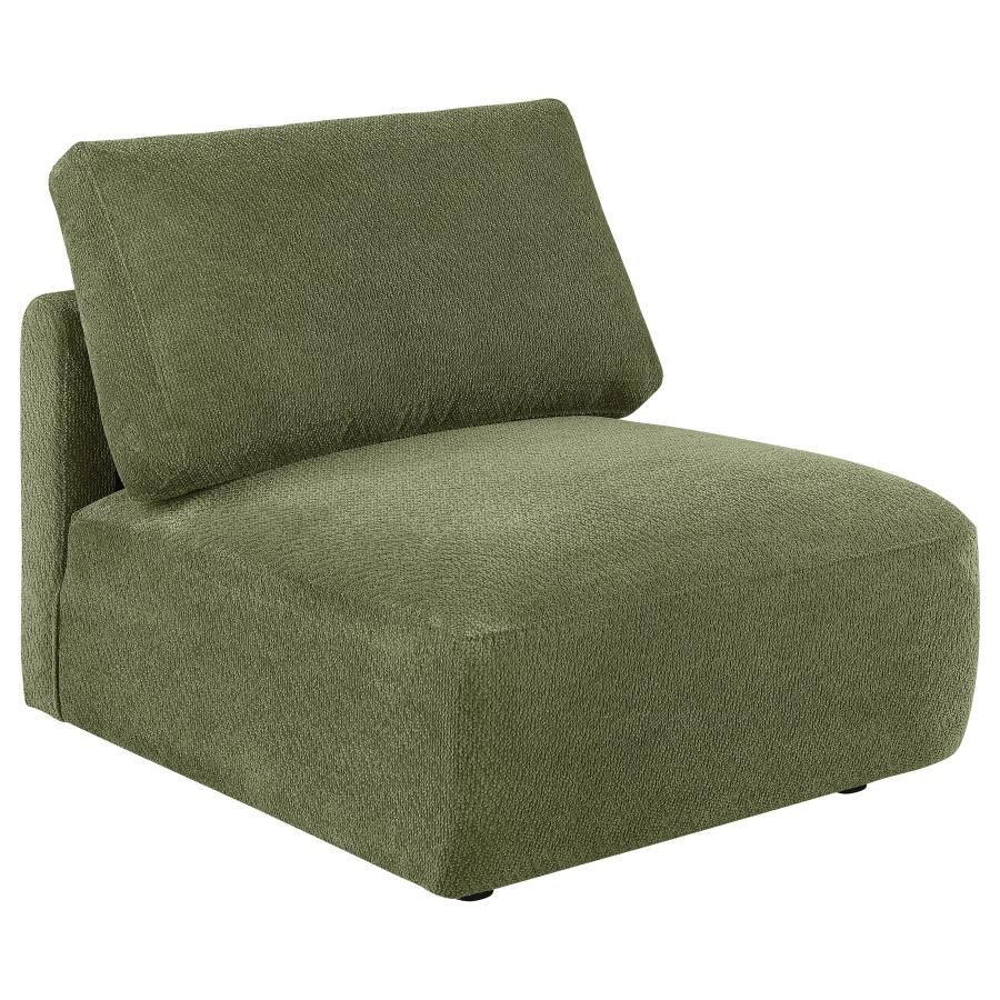 Elysia Fabric Upholstered Modular Armless Chair Green