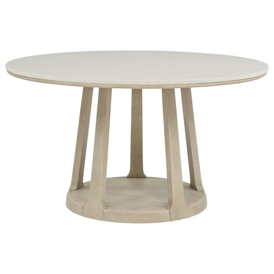 Lucaire 54-inch Round Cultured Marble Dining Table Sandstone