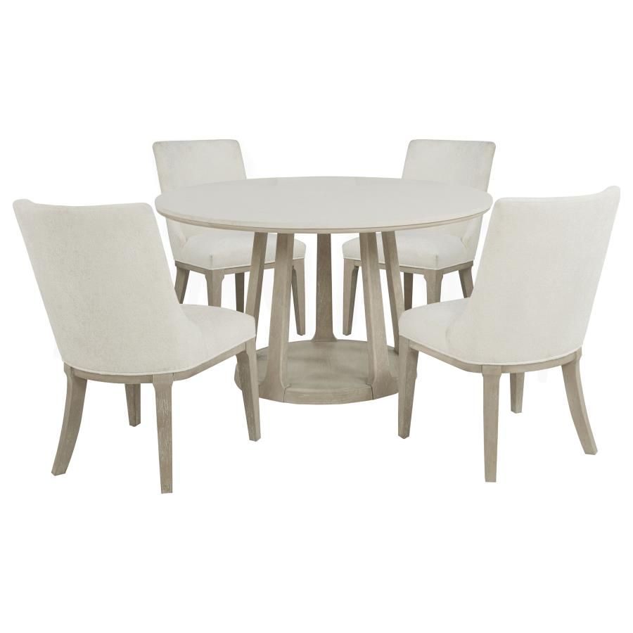 Lucaire 5-piece 54-inch Round Cultured Marble Dining Set Sandstone