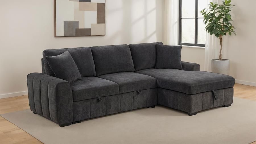 Pastrana Upholstered Sleeper Sectional Sofa RAF Chaise Grey