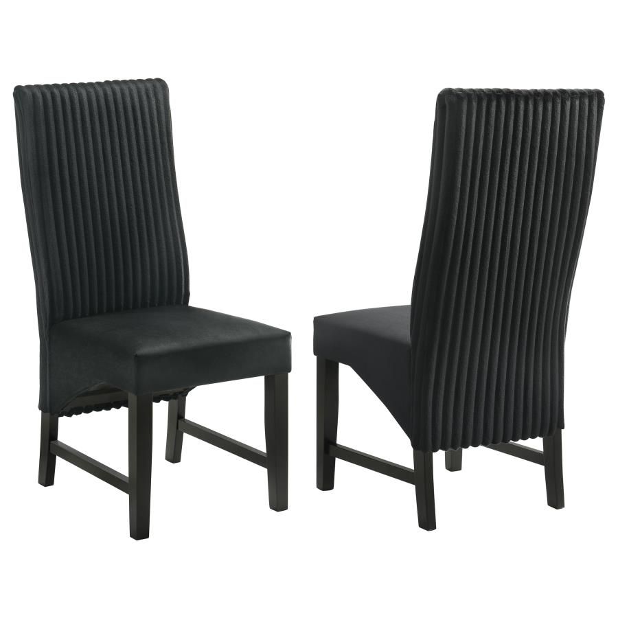 Barrand Channel-Back Upholstered Dining Side Chair Black Set of 2