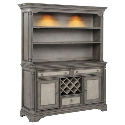 Cresswell 2-door 3-drawer Buffet and Hutch Weathered Taupe