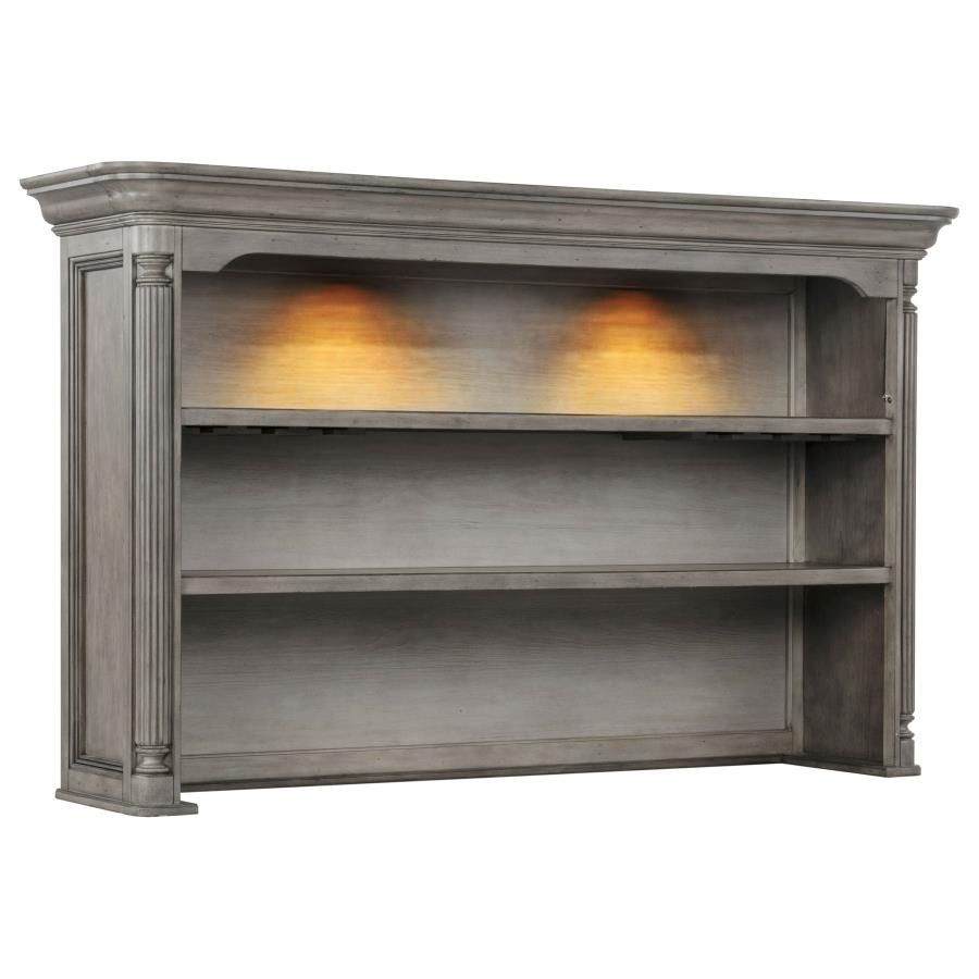 Cresswell 2-tier Touch Light Hutch Display Cabinet Weathered Taupe