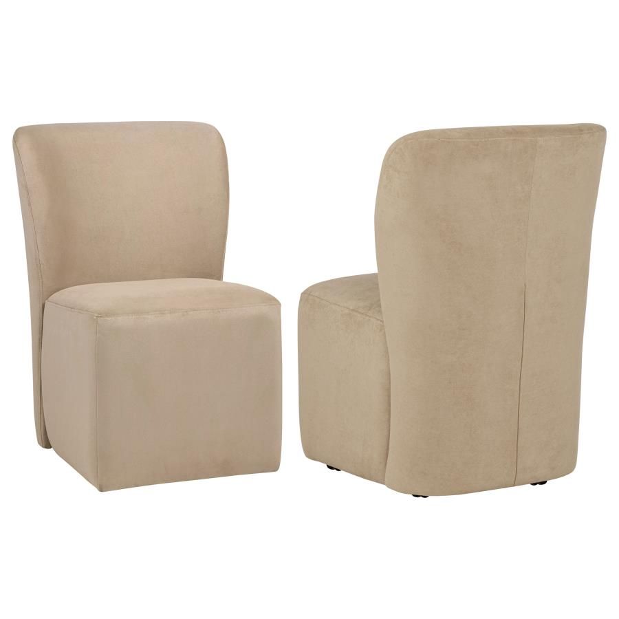 Jaelynn Upholstered Parsons Dining Side Chair Tan (Set of 2)