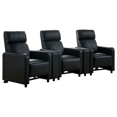 Toohey Upholstered Tufted Recliner Living Room Set Black