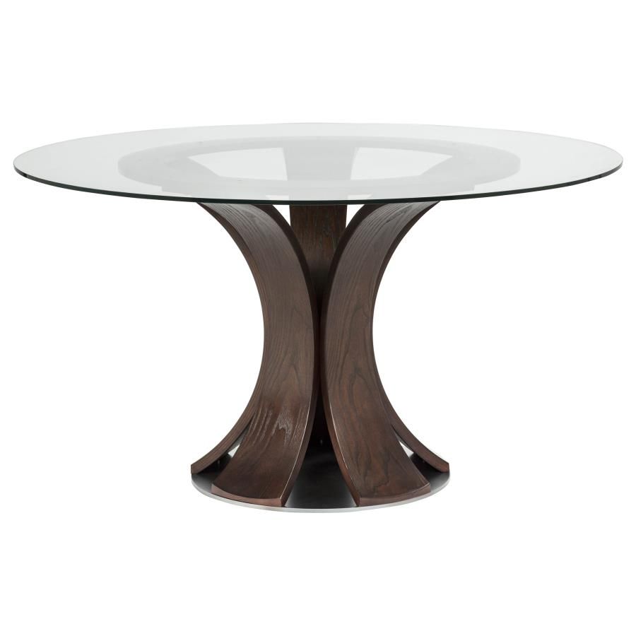 Naser Round Tulip Dining Table Base Dark Walnut