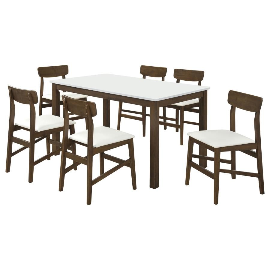 Merrin 7-piece 55-inch Rectangular Dining Set Off White and Walnut
