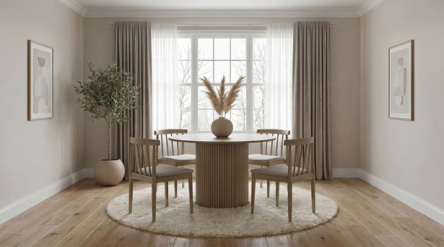 Hamlyn 5-piece Round Wood Dining Set Wheat and Natural Oak