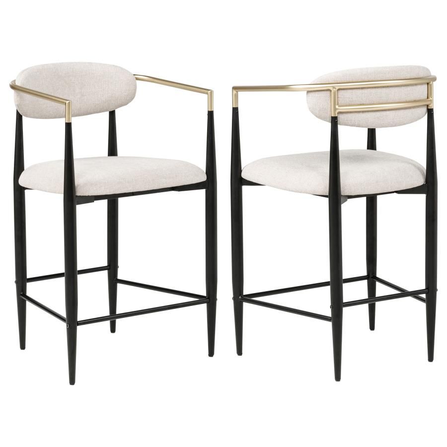 Tina Fabric Upholstered Counter Chair Beige (Set of 2)
