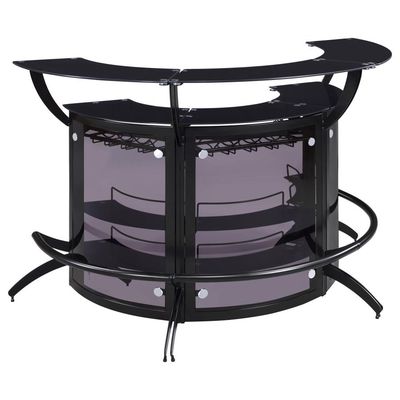 Dallas 3-piece Curved Freestanding Home Bar Set with Storage Black