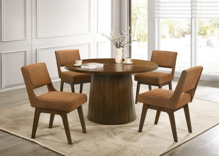 Galindo 5-piece 52-inch Round Dining Set Nutmeg and Walnut