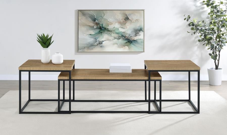 Straden 3-piece Engineered Wood Coffee Table Set Mango and Black