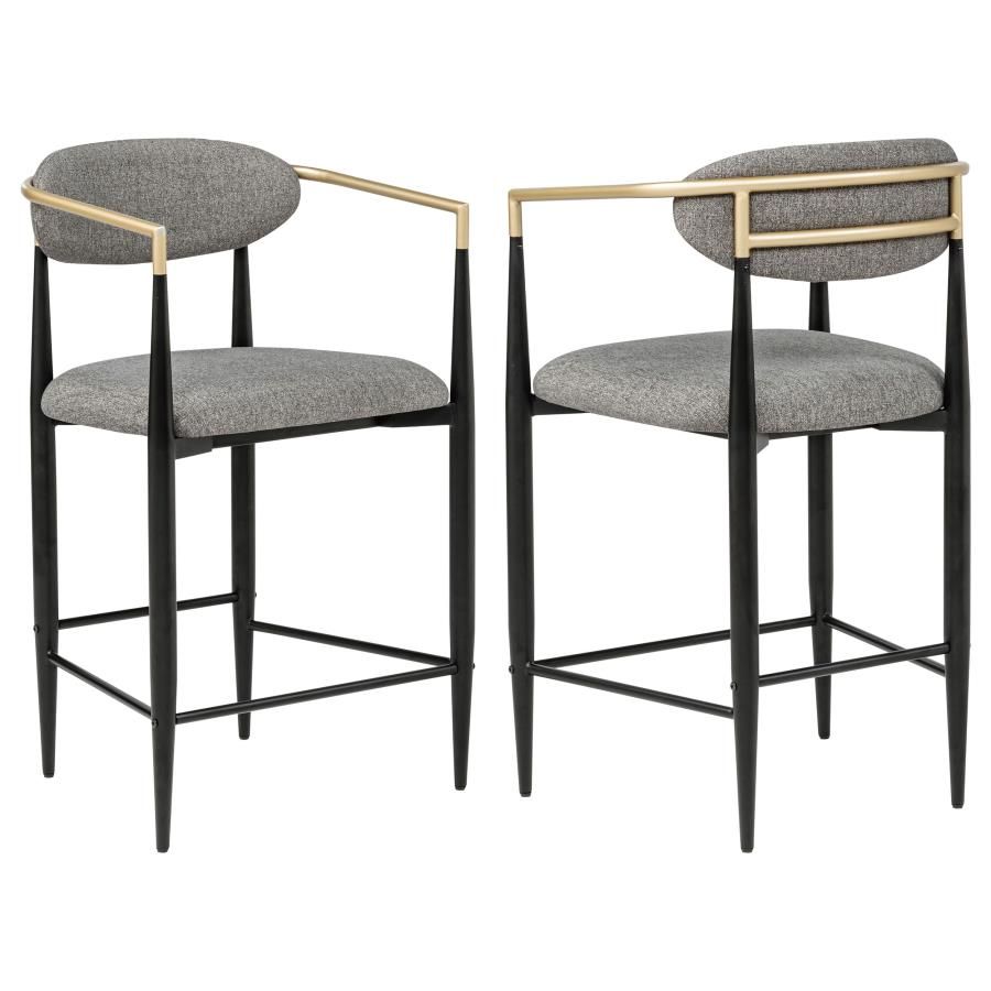 Tina Fabric Upholstered Counter Chair Grey (Set of 2)