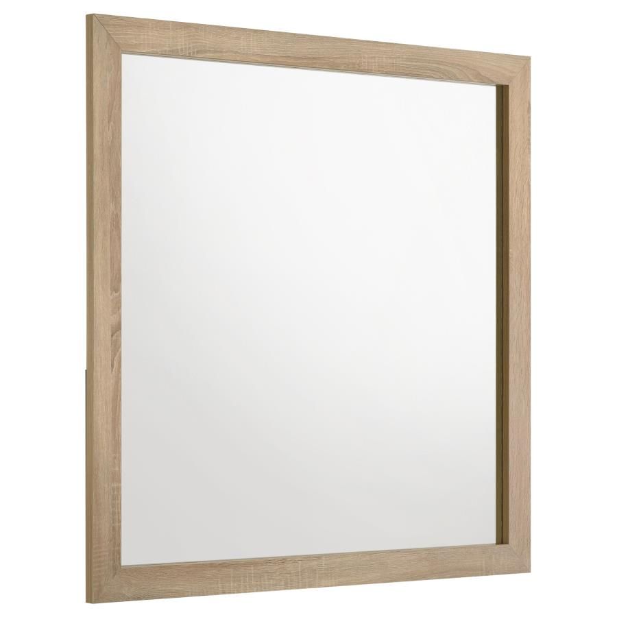 Arielle Dresser Mirror with Wood-Look Frame Light Oak