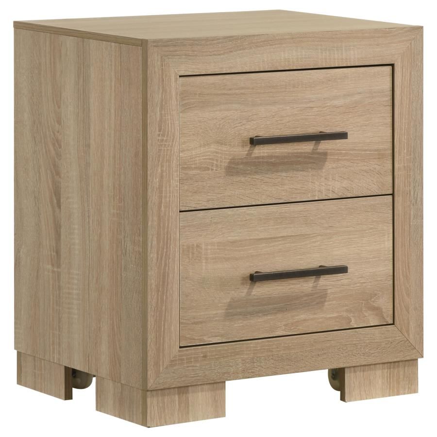 Arielle 2-Drawer Nightstand with Concealed Casters Light Oak