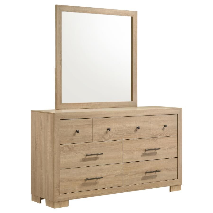 Arielle Dresser and Mirror Set with Mixed Hardware Light Oak