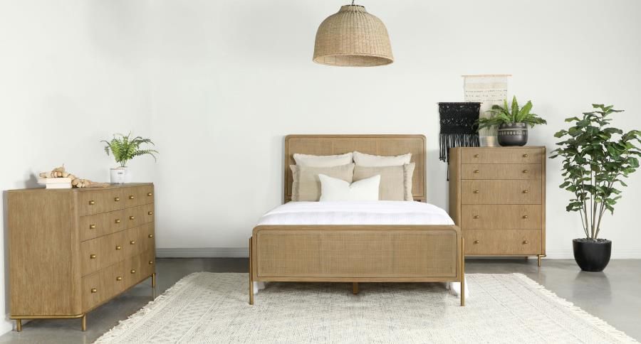 Arini 3-piece Queen Bedroom Set Sand Wash and Natural Cane
