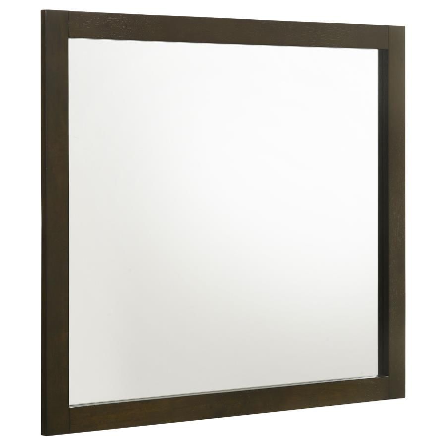 Wilkes Transitional Rectangular Wood-Framed Dresser Mirror Dark Cocoa