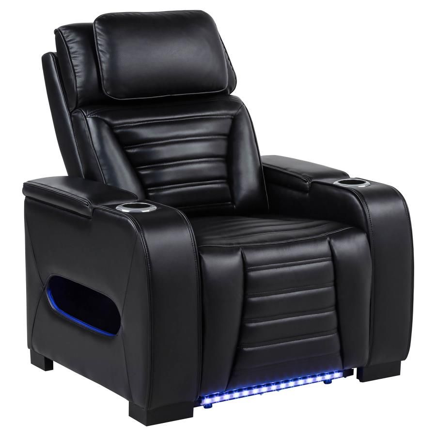 Zuma Dual Power Recliner with Cupholder Storage and LED Lighting Black