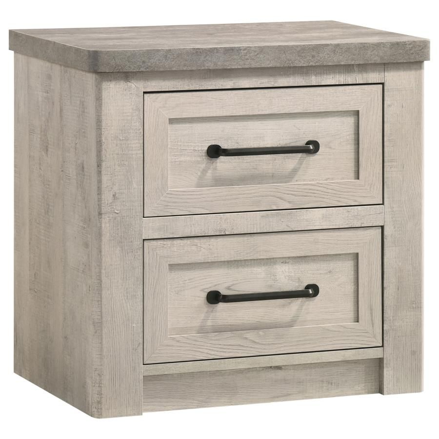 Nevado Farmhouse 2-Drawer Nightstand Grey and Weathered Taupe