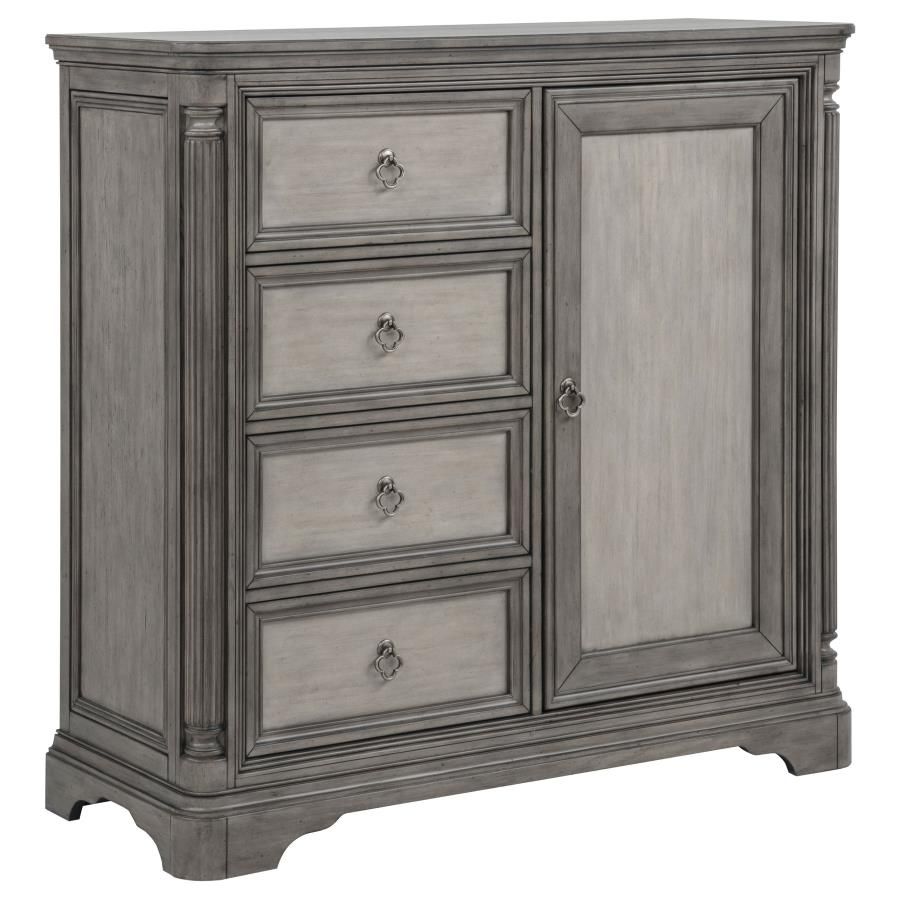 Cresswell 4-drawer Door Chest with Hidden Storage Weathered Taupe