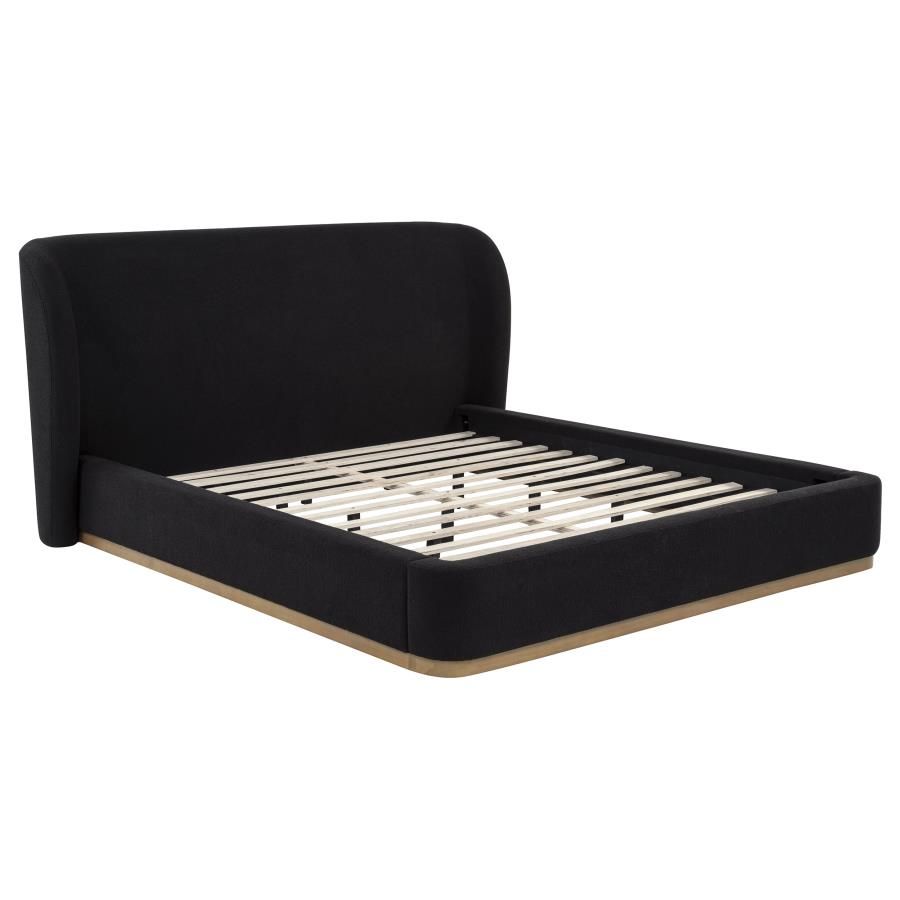 Blaire Upholstered California King Wingback Platform Bed Black