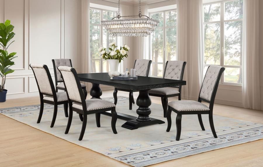 Phelps 7-piece Rectangular Dining Table Set Distressed Noir (121231-S7C)