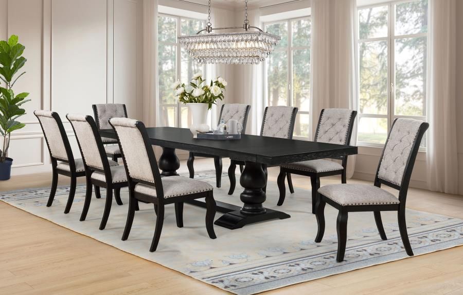 Phelps 9-piece Rectangular Dining Table Set Distressed Noir (121231-S9C)
