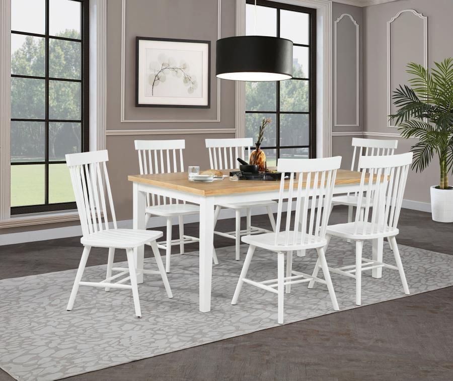 Andrews 7-piece Rectangular Dining Set Light Ash and White (122501-S7W)