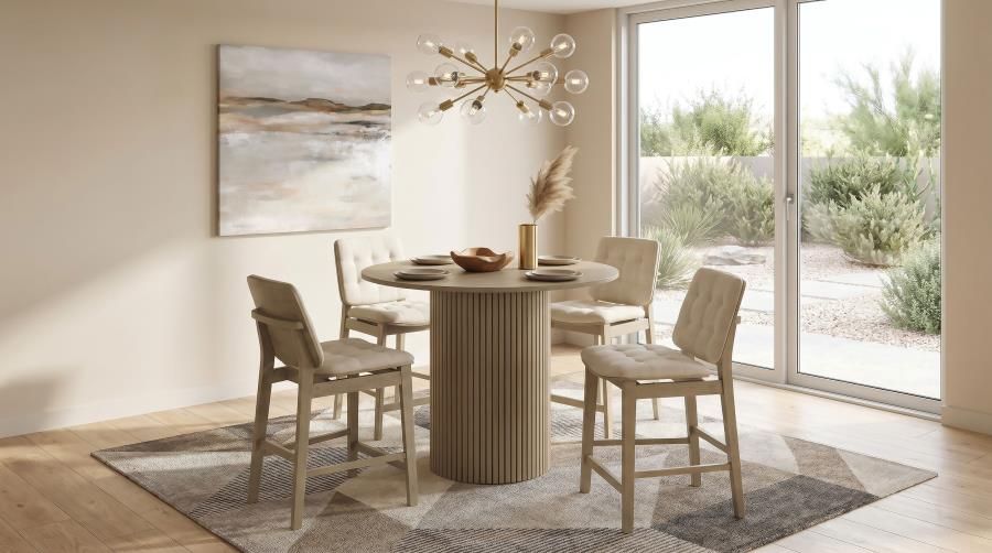 Hamlyn 5-piece Round Wood Counter Height Dining Set Cream and Natural Oak (193938NAT-S5D)