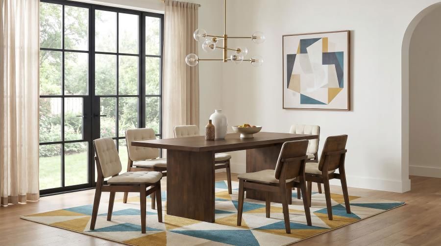 Decker 7-piece 82-inch Rectangular Dining Set Cream and Walnut (193951WAL-S7D)
