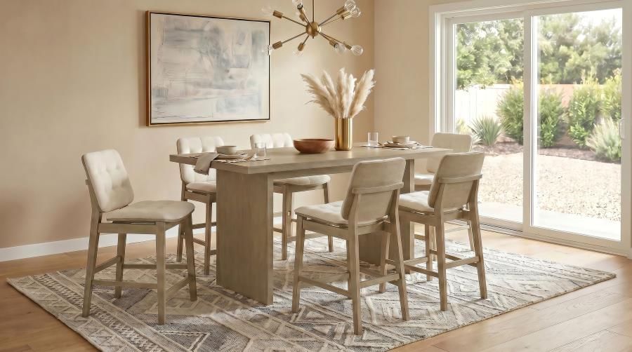 Decker 7-piece 70-inch Rectangular Counter Height Dining Set Cream and Natural Oak (193958NAT-S7D)