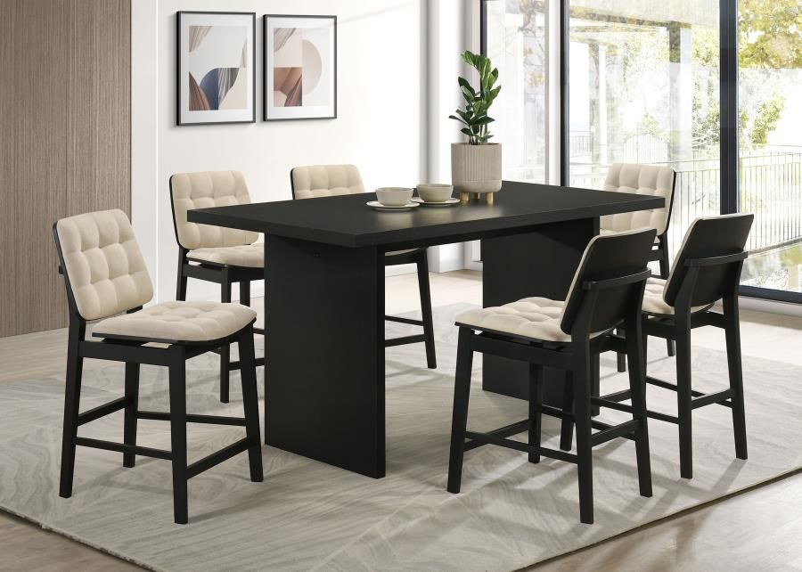 Decker 7-piece 70-inch Rectangular Counter Height Dining Set Cream and Black (193958BLK-S7D)