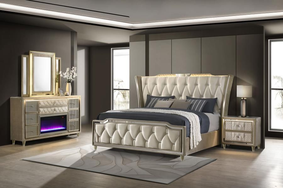 Lorient 4-piece California King Bedroom Set Ivory and Camel (222661KW-S4B)