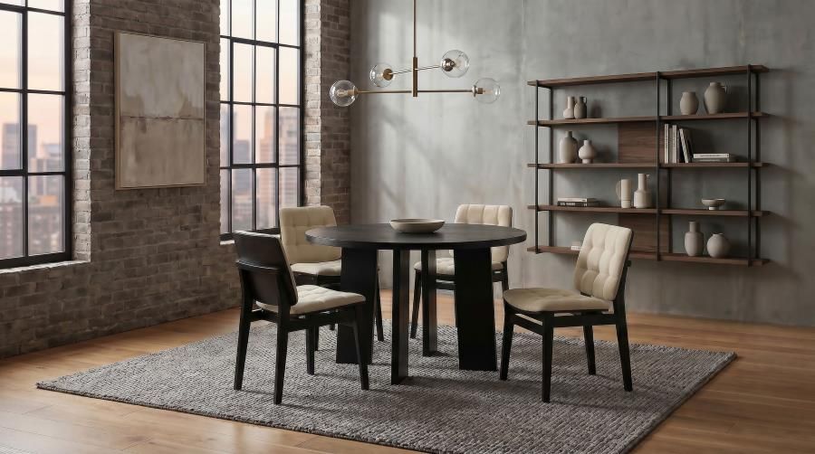 Strouse 5-piece Dining Set Cream and Black (193940BLK-S5D)