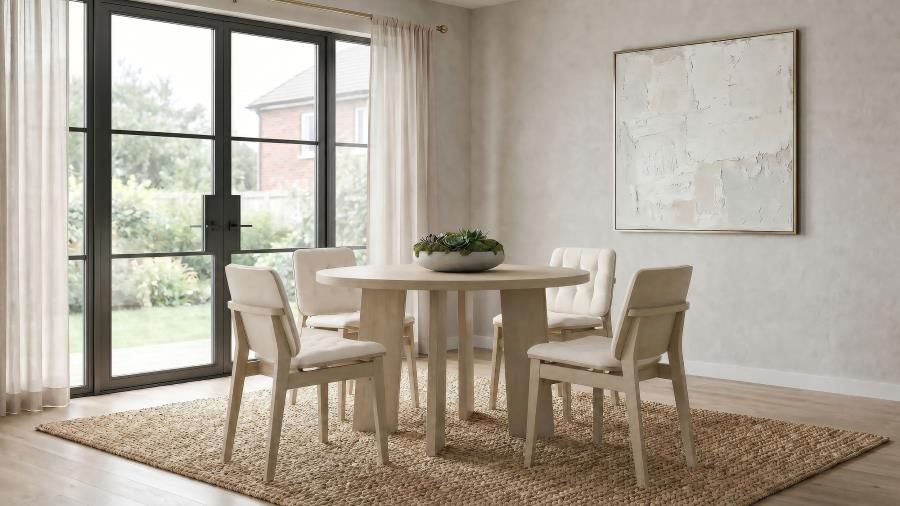 Strouse 5-piece Dining Set Cream and Natural Oak (193940NAT-S5D)